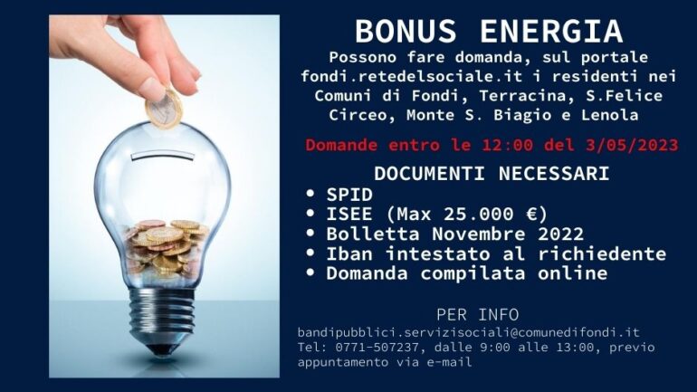 Bonus energia: 150 euro una tantum alle famiglie con ISEE inferiore a 25mila euro